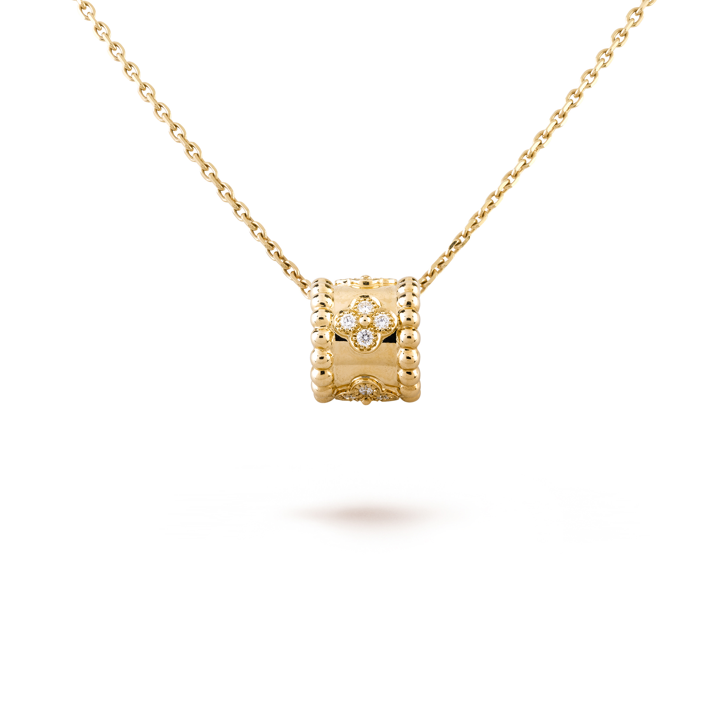 VAN CLEEF ARPELS PERLÉE CLOVERS PENDANT - YELLOW GOLD, DIAMOND  VCARO3YG00